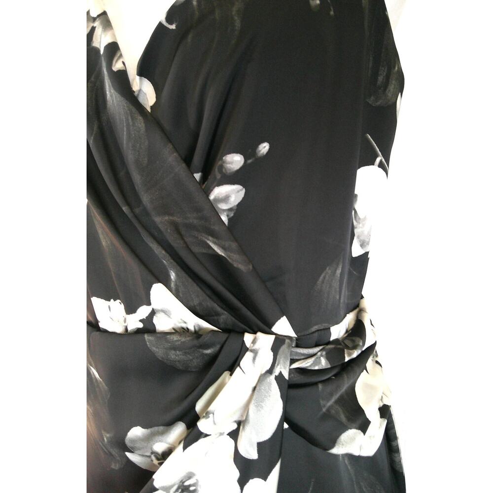NWT Worthington XXL Black & White Floral Satin Spaghetti Strap Midi Dress - Picture 7 of 13